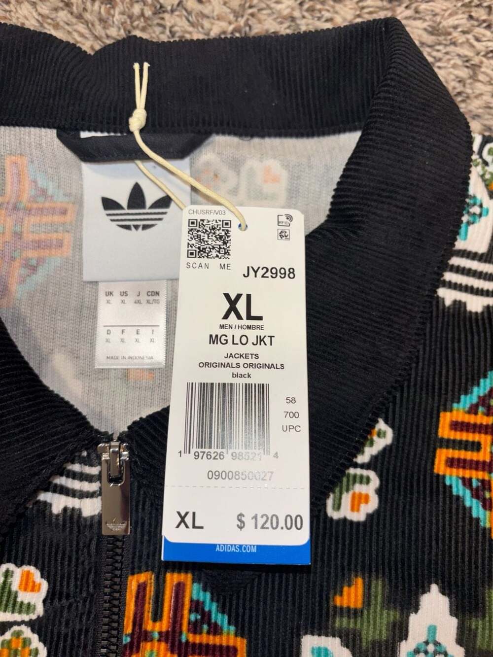 Adidas Originals corduroy Monogram Allover Print Jacket [JY2998]. NWT. XL men’s - Picture 4 of 8